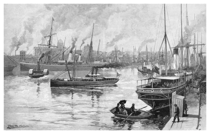 Framed Print : Melbourne from the Yarra, Victoria, Australia, 1886. Artist: Frederic B Schell Framed Print : Melbourne from the Yarra, Victoria, Australia, 1886. Artist: Frederic B Schell