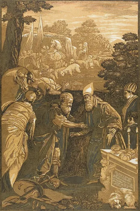 Framed Print : Melchisedech Blessing Abraham, from Opera Selectoria, 1743. Creator: John Baptist Jackson Framed Print : Melchisedech Blessing Abraham, from Opera Selectoria, 1743. Creator: John Baptist Jackson