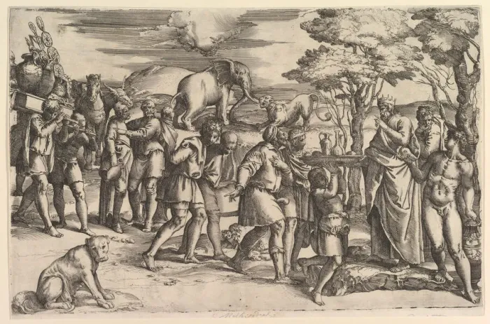 Framed Print : Melchizadek Offering Bread and Wine to Abraham, ca. 1547 Framed Print : Melchizadek Offering Bread and Wine to Abraham, ca. 1547