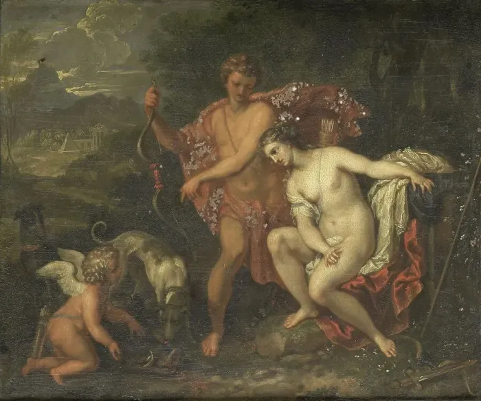 Framed Print : Meleager and Atalanta, c.1675-c.1699. Creator: Anon Framed Print : Meleager and Atalanta, c.1675-c.1699. Creator: Anon