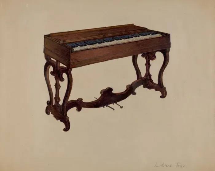 Framed Print : Melodeon, c. 1938. Creator: Edna C. Rex Framed Print : Melodeon, c. 1938. Creator: Edna C. Rex