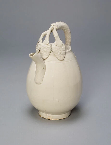 Melon-Shaped Ewer with Triple-Strand Handle and Floral Tendrils, Liao dynasty