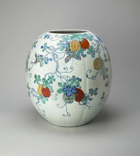 Melon-Shaped Jar with Butterflies, Gourds... Qing dynasty