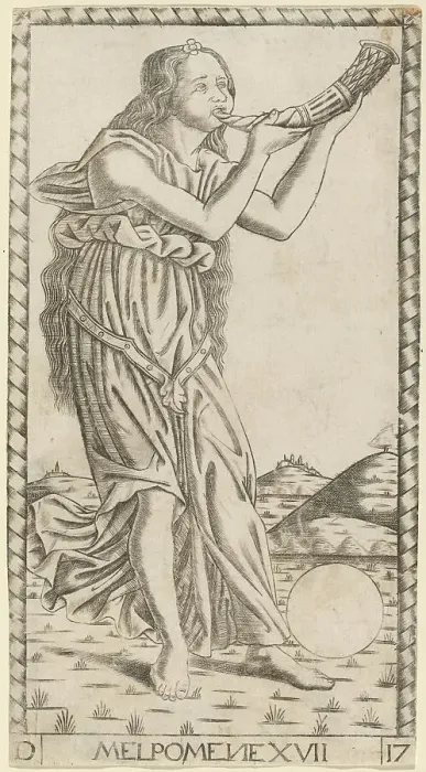 Framed Print : Melpomene, probably c. 1470. Creator: Master of the S-Series Tarocchi Framed Print : Melpomene, probably c. 1470. Creator: Master of the S-Series Tarocchi