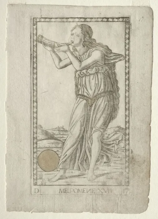 Framed Print : Melpomene (tragedy) (from the Tarocchi series D: Apollo and the Muses, #17), before 1467 Framed Print : Melpomene (tragedy) (from the Tarocchi series D: Apollo and the Muses, #17), before 1467