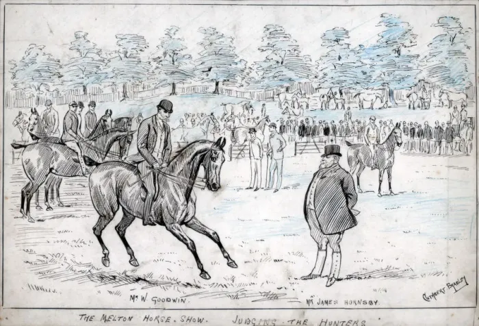 Framed Print : The Melton horse show, judging the hunters, c1880-1940. Artist: Cuthbert Bradley Framed Print : The Melton horse show, judging the hunters, c1880-1940. Artist: Cuthbert Bradley