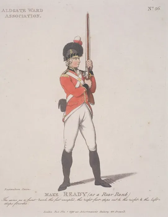 Framed Print : Member of the Aldgate Ward Association holding a rifle, 1798 Framed Print : Member of the Aldgate Ward Association holding a rifle, 1798