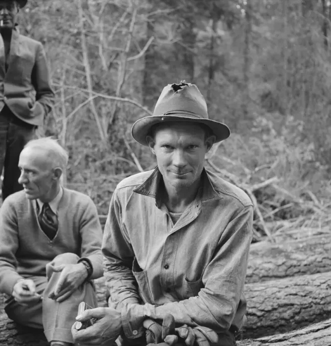Framed Print : Member of the co-op in the woods, Ola self help cooperative sawmill, Gem County, Idaho, 1939. Creator: Dorothea Lange Framed Print : Member of the co-op in the woods, Ola self help cooperative sawmill, Gem County, Idaho, 1939. Creator: Dorothea Lange