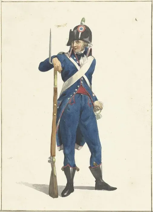Framed Print : Member of the Rotterdam armed citizen force with a rifle, 1758-1805. Creator: Dirk Langendijk Framed Print : Member of the Rotterdam armed citizen force with a rifle, 1758-1805. Creator: Dirk Langendijk