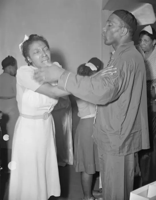 Framed Print : A member of the St. Martins Spiritual Church, receiving the final... Washington, D.C. 1942. Creator: Gordon Parks Framed Print : A member of the St. Martins Spiritual Church, receiving the final... Washington, D.C. 1942. Creator: Gordon Parks