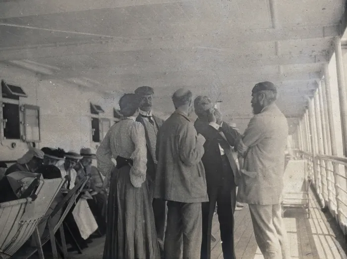 Framed Print : Members of the British Association on their way to South Africa, 1905. Creator: James Thomson Bottomley Framed Print : Members of the British Association on their way to South Africa, 1905. Creator: James Thomson Bottomley