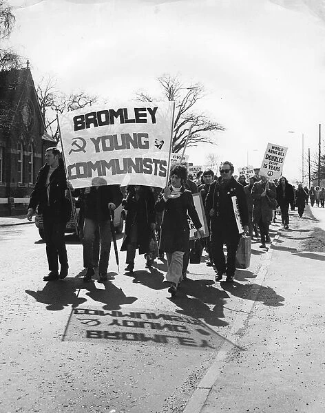 Members of Bromley Young Communists leading a CND demonstration, Horley, Surrey, c1964-1970