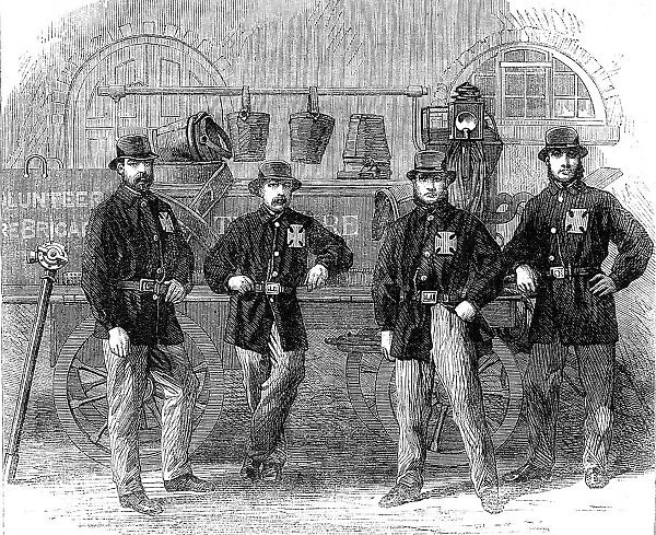 Members of the Coventry Volunteer Fire Brigade, 1862. Creator: Unknown
