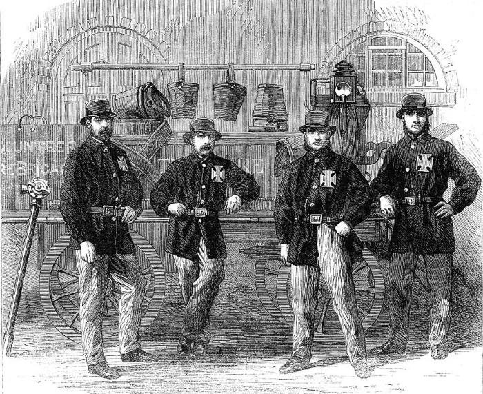 Framed Print : Members of the Coventry Volunteer Fire Brigade, 1862. Creator: Unknown Framed Print : Members of the Coventry Volunteer Fire Brigade, 1862. Creator: Unknown