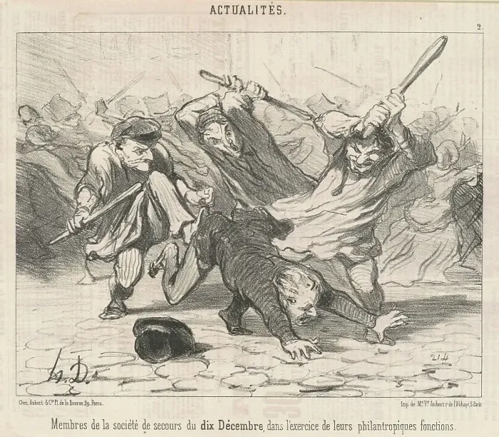 Framed Print : Membres de la société de secours du Dix-Décembre... 19th century. Creator: Honore Daumier Framed Print : Membres de la société de secours du Dix-Décembre... 19th century. Creator: Honore Daumier