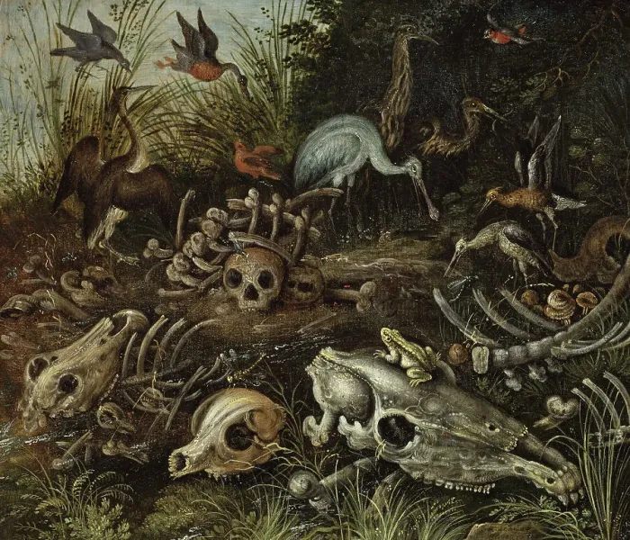 Framed Print : Memento mori, between 1600 and 1609. Creator: Roelandt Savery Framed Print : Memento mori, between 1600 and 1609. Creator: Roelandt Savery