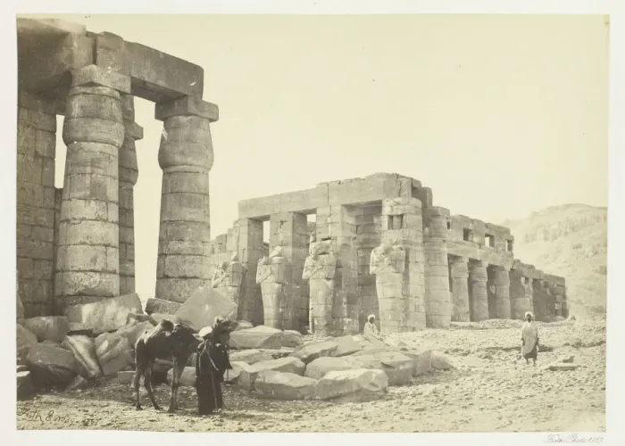 Framed Print : The Memnonium, Thebes, from the Plain, 1857. Creator: Francis Frith Framed Print : The Memnonium, Thebes, from the Plain, 1857. Creator: Francis Frith
