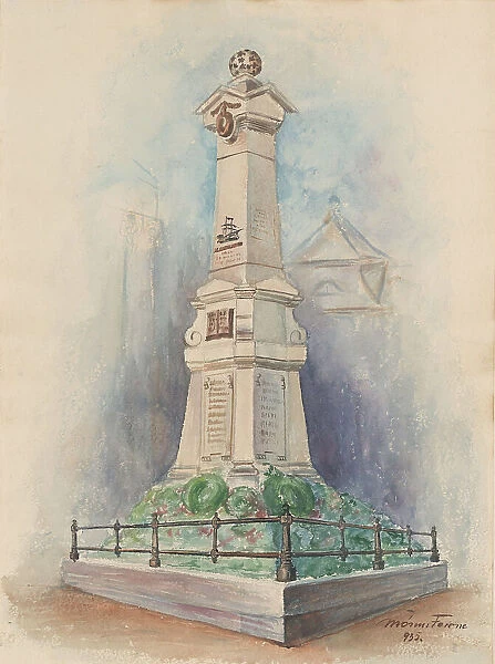Memorial column for Lieutenant Admiral M.A. De Ruyter in Debrecen, 1900-1950. Creator: Anon