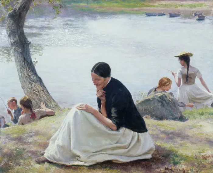 Framed Print : Memories, 1891. Creator: Emile Friant Framed Print : Memories, 1891. Creator: Emile Friant