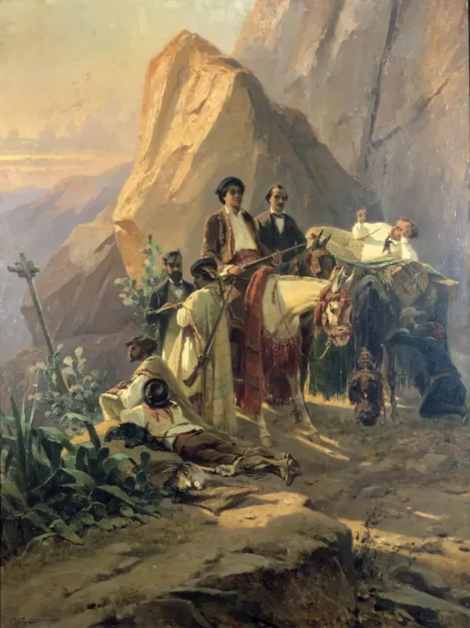 Framed Print : Memories of the trip from Paris to Cadiz - Alexandre Dumas (Pere) in Spain, 1830. Artist: Pierre Francois Eugene Giraud Framed Print : Memories of the trip from Paris to Cadiz - Alexandre Dumas (Pere) in Spain, 1830. Artist: Pierre Francois Eugene Giraud