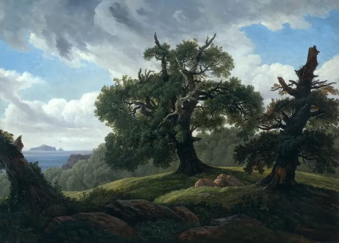 Framed Print : Memory of a Wooded Island in the Baltic Sea (Oak trees by the Sea), 1835. Artist: Carus, Carl Gustav (1789-1869) Framed Print : Memory of a Wooded Island in the Baltic Sea (Oak trees by the Sea), 1835. Artist: Carus, Carl Gustav (1789-1869)