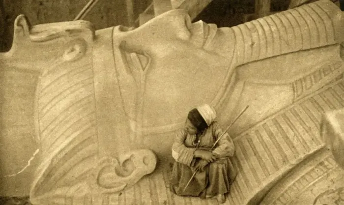 Framed Print : Memphis - Head of the Statue of Rameses II, c1918-c1939. Creator: Unknown Framed Print : Memphis - Head of the Statue of Rameses II, c1918-c1939. Creator: Unknown