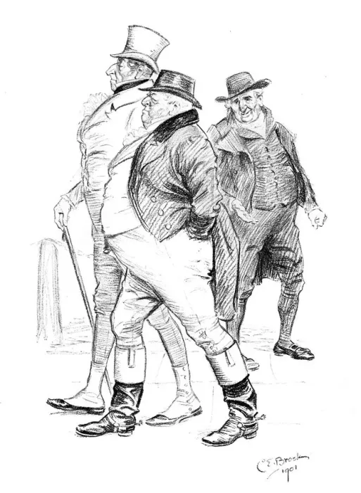 Framed Print : Men in 19th-century dress, 1901. Artist: Charles Edmond Brock