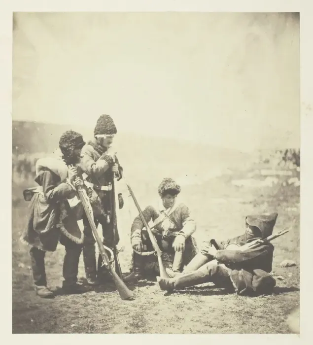 Framed Print : Men of the 77th ready for the Trenches, 1855. Creator: Roger Fenton