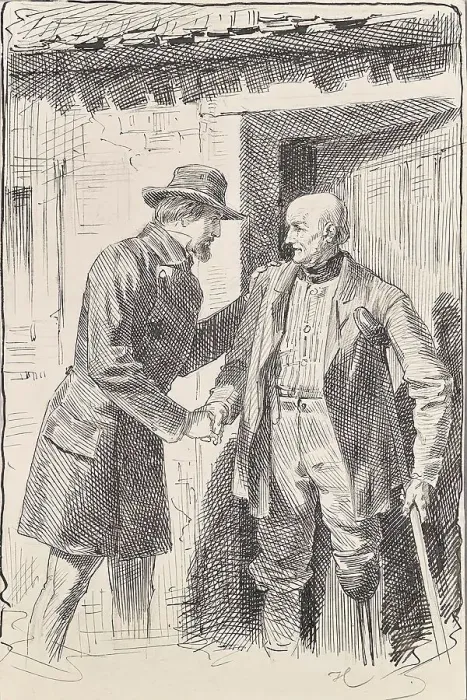 Framed Print : Two men, one of them an amputee, around 1875. Creator: Joseph Eugen Horwarter Framed Print : Two men, one of them an amputee, around 1875. Creator: Joseph Eugen Horwarter