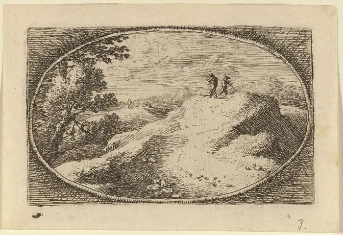 Framed Print : Two Men on a Bare Hill. Creator: Herman van Swanevelt Framed Print : Two Men on a Bare Hill. Creator: Herman van Swanevelt