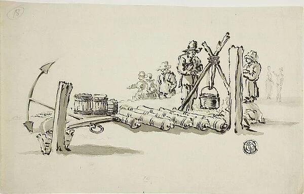 Men with Cannons, Kegs of Powder and an Anchor, n.d. Creator: Willem van de Velde I