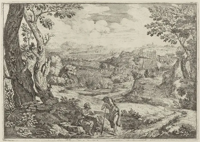 Framed Print : Two Men in Conversation, 1696. Creator: Crescenzio Onofri Framed Print : Two Men in Conversation, 1696. Creator: Crescenzio Onofri