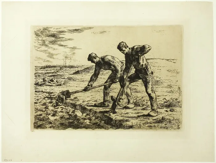Framed Print : Two Men Digging, 1855–56. Creator: Jean Francois Millet Framed Print : Two Men Digging, 1855–56. Creator: Jean Francois Millet