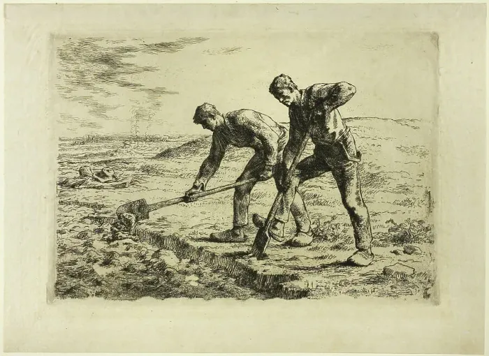 Framed Print : Two Men Digging, 1855–56. Creator: Jean Francois Millet Framed Print : Two Men Digging, 1855–56. Creator: Jean Francois Millet