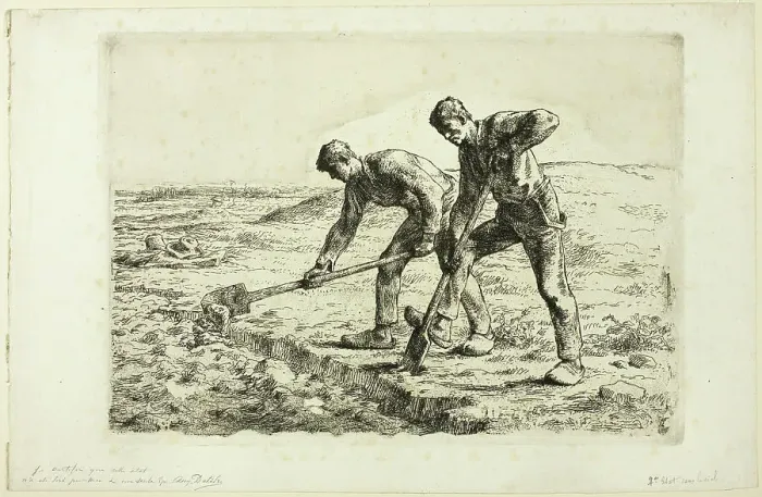 Framed Print : Two Men Digging, 1855–56. Creator: Jean Francois Millet Framed Print : Two Men Digging, 1855–56. Creator: Jean Francois Millet