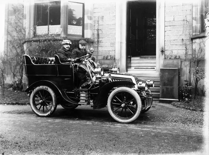Framed Print : Two men in a De Dion Bouton car, c1904 Framed Print : Two men in a De Dion Bouton car, c1904