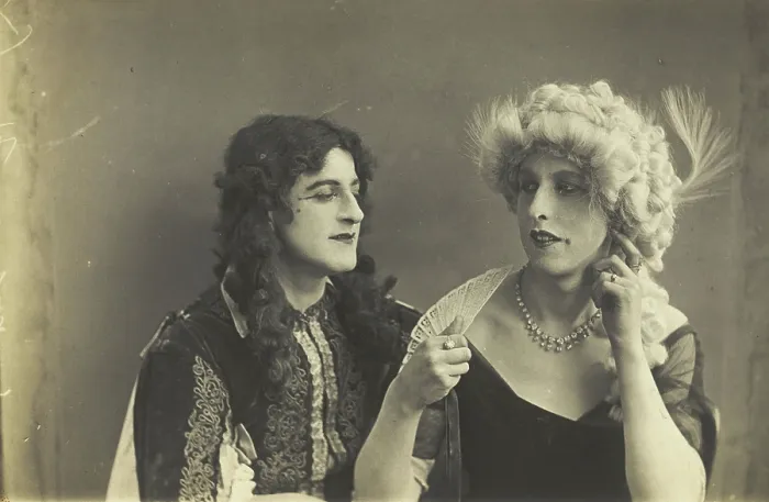 Framed Print : Two men in elaborate drag, [between 1920 and 1929?]. Creator: Unknown