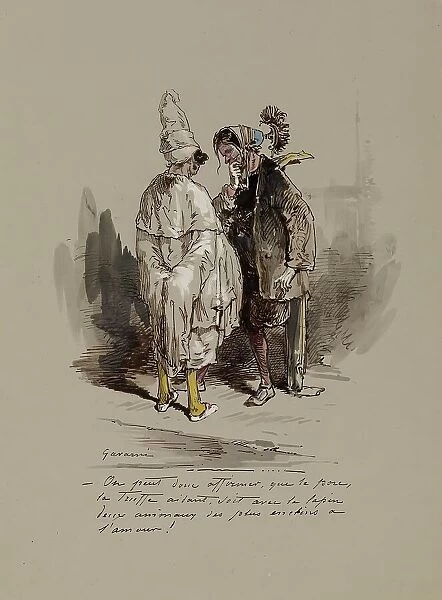 Two Men in Fancy Dress Costumes, 1804-1866. Creator: Paul Gavarni