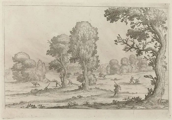 Framed Print : Men Fighting in a Landscape, 1638. Creator: Ercole Bazicaluva Framed Print : Men Fighting in a Landscape, 1638. Creator: Ercole Bazicaluva