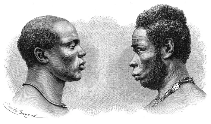 Framed Print : Two men from French Guinea, c1850-1890. Artist: Emile Antoine Bayard Framed Print : Two men from French Guinea, c1850-1890. Artist: Emile Antoine Bayard