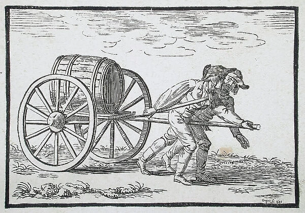 Men Hauling Barrel, 1801. Creator: William Unger
