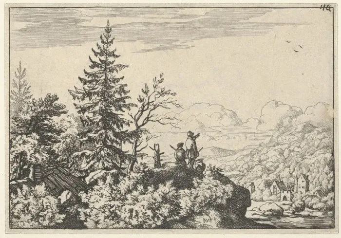Framed Print : The Two Men on the Hill, 17th century. Creator: Allart van Everdingen