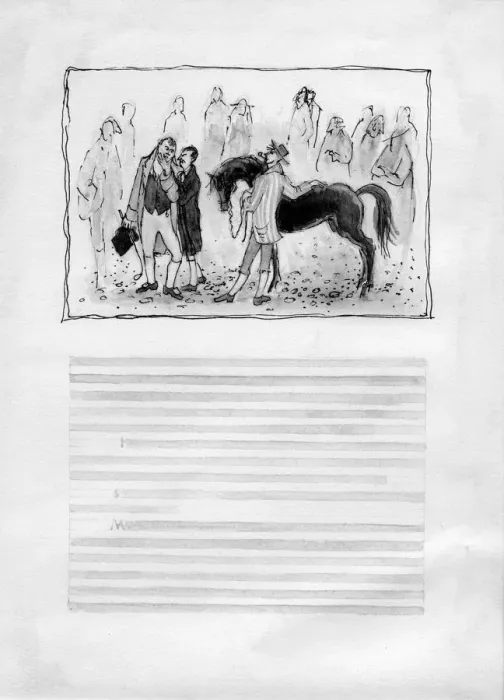 Framed Print : Men with horse, 1952. Creator: Shirley Markham Framed Print : Men with horse, 1952. Creator: Shirley Markham