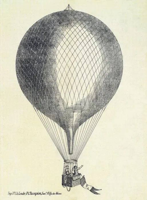 Framed Print : Three men in a Hot Air Balloon, 1800s Framed Print : Three men in a Hot Air Balloon, 1800s