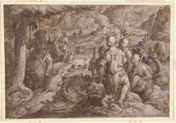 Men Hunting Ibexes with Hounds, 1578. Creator: Joannes Stradanus