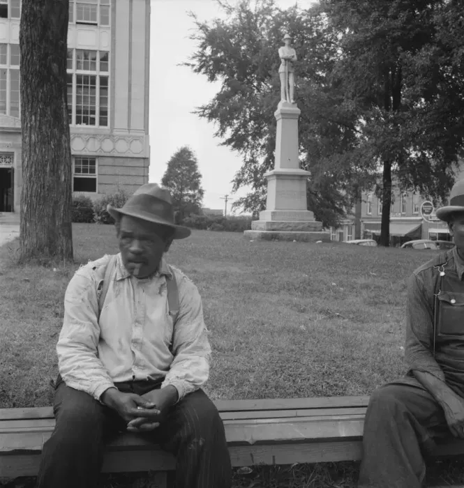 Framed Print : Men idling around the courthouse square, Roxboro, North Carolina, 1939. Creator: Dorothea Lange Framed Print : Men idling around the courthouse square, Roxboro, North Carolina, 1939. Creator: Dorothea Lange