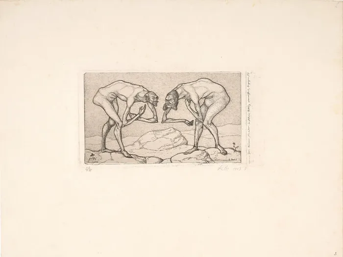 Framed Print : Two Men Meet, Each Believing the Other to Be of Higher Rank. Invention 6, 1903. Creator: Klee, Paul (1879-1940) Framed Print : Two Men Meet, Each Believing the Other to Be of Higher Rank. Invention 6, 1903. Creator: Klee, Paul (1879-1940)