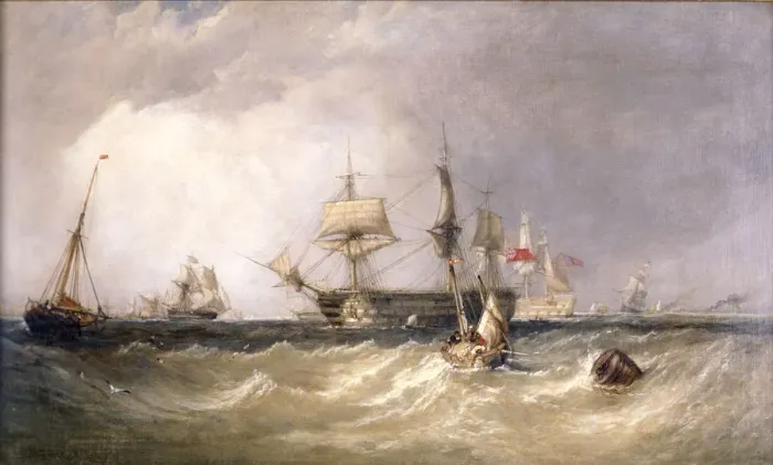 Framed Print : Men-of-War off Portsmouth, Hampshire, 1855. Artist: Clarkson Stanfield Framed Print : Men-of-War off Portsmouth, Hampshire, 1855. Artist: Clarkson Stanfield