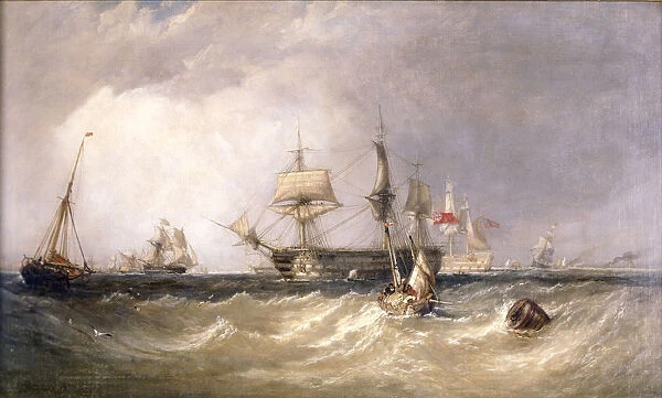 Men-of-War off Portsmouth, Hampshire, 1855. Artist: Clarkson Stanfield