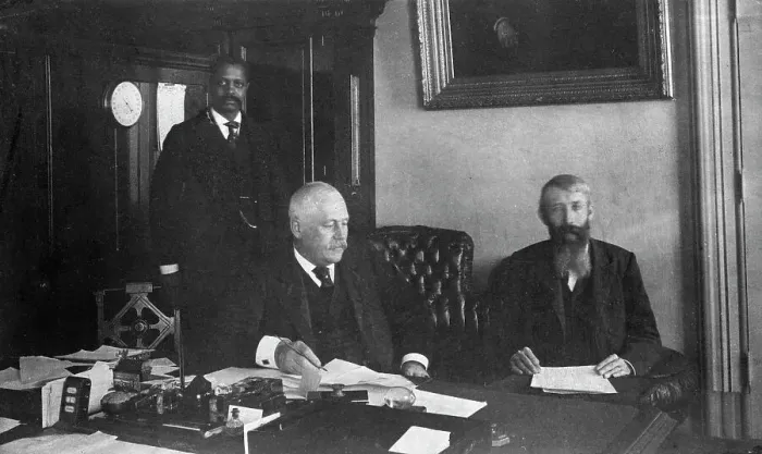 Framed Print : Three men in office in Bureau of Engraving and Printing, Washington, D.C. 1889 or 1890. Creator: Frances Benjamin Johnston Framed Print : Three men in office in Bureau of Engraving and Printing, Washington, D.C. 1889 or 1890. Creator: Frances Benjamin Johnston